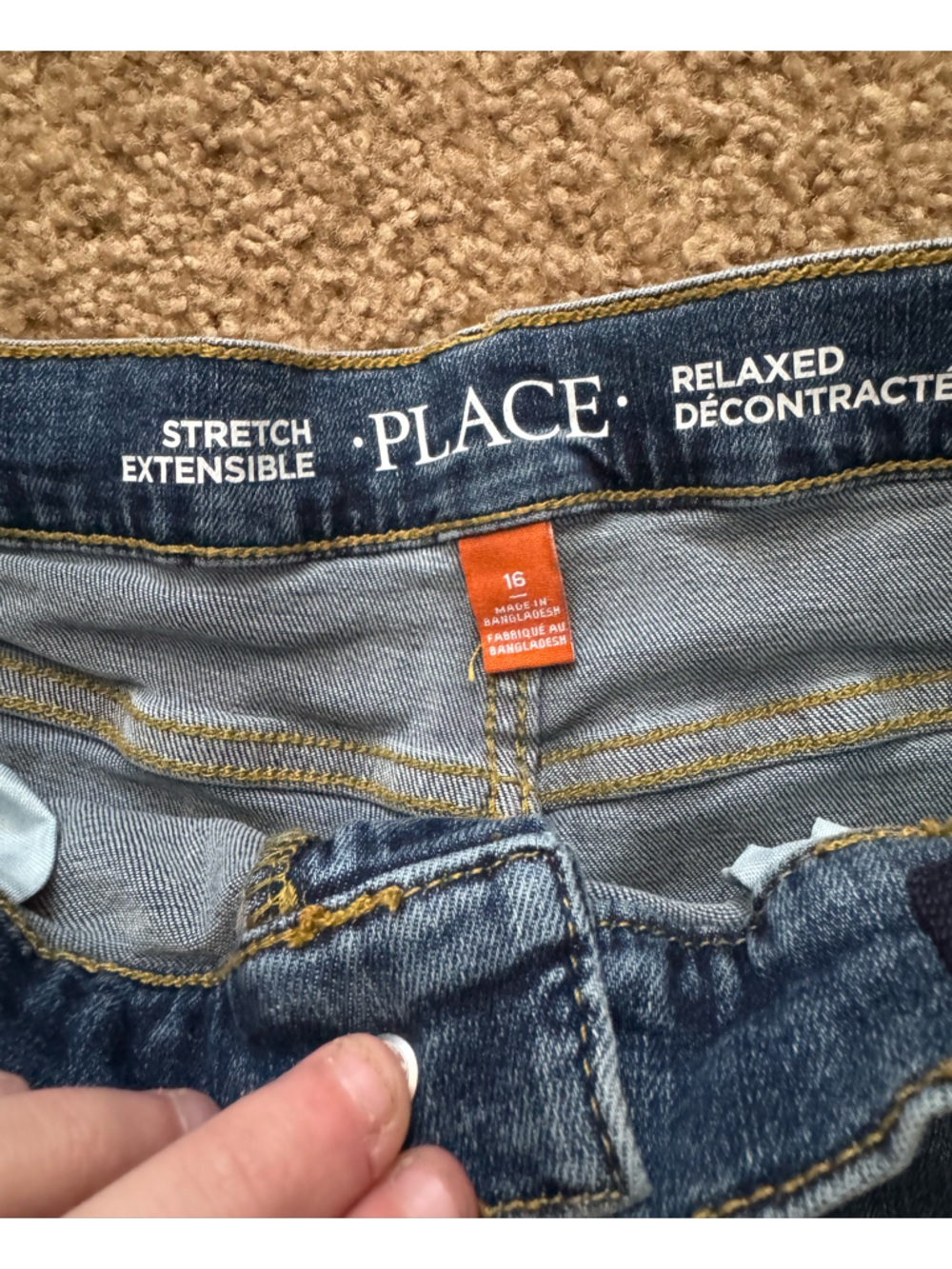 Place Relaxed Stretch Denim Jeans in Blue with Orange Tag - Picture 4 of 4